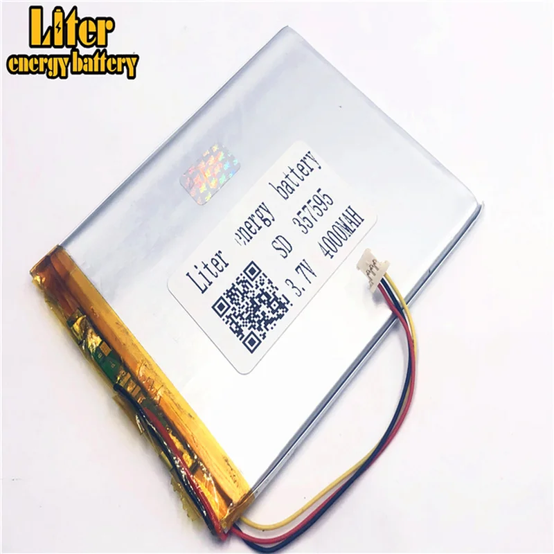 1 0 мм 3pin разъем 357595 4000mah 3 7 V литий полимерный перезаряжаемый аккумулятор для