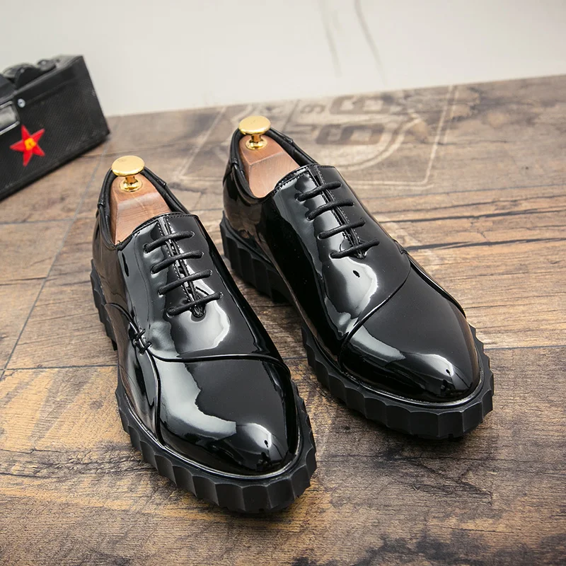 cool designer camouflage platform patent leather men shoes height increasing fashion ballroom  mixed colors oxford shoes for men (13)