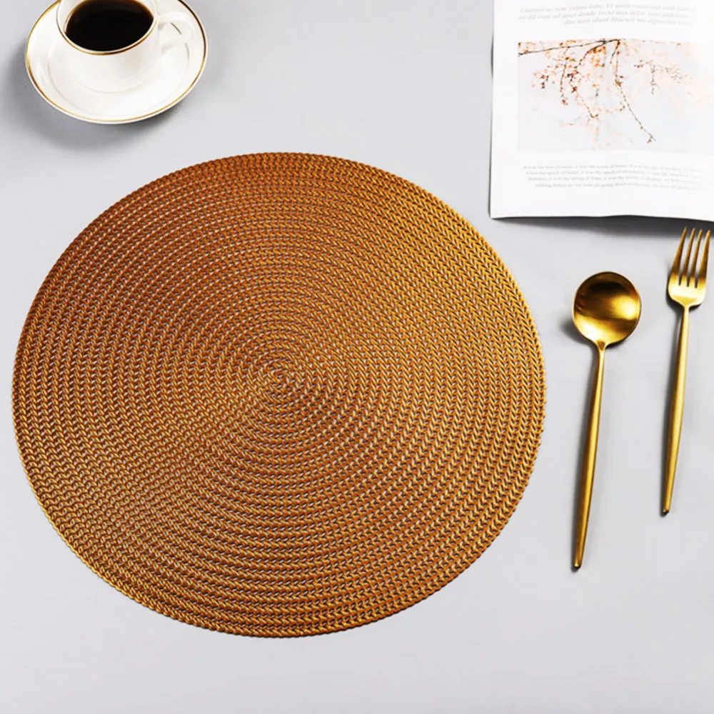 38 см золотые Серебристые круглые подстилки для кухни пвх настольные коврики для обеденного стола подставки для напитков Набор Подставка для кофейной чашки отеля