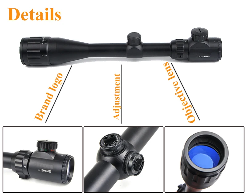 B бренд 4-16X40 AOEG оптика Riflescope красная и зеленая точка с подсветкой Прицел снайперской винтовки снаряжение для охоты прицел страйкбол винтовка