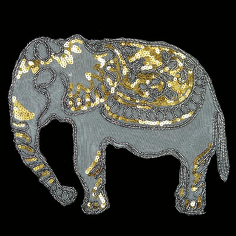

FFLACELL 5pcs Sequins patch Elephant DIY patches for clothes Sew-on embroidered patch motif applique deal with it free shipping