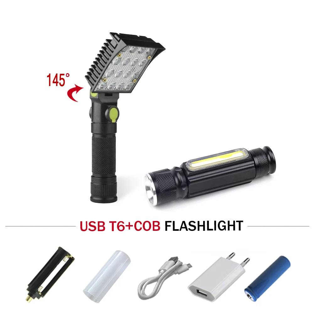 COB светодиодный фонарик красный свет вспышка USB проверка Рабочий фонарь зарядное