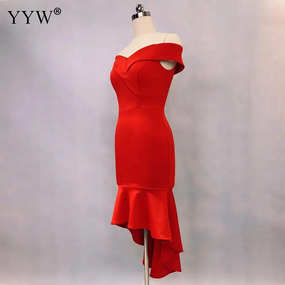 Элегантное платье с вырезом "лодочка" красные вечерние платья русалки женские Vestidos труба сексуальный халат De Soiree модные тонкие однотонные вечерние платья