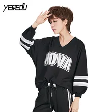 1415 Футболка с рукавами «летучая мышь» Женская Футболка Harajuku с v-образным вырезом свободная уличная одежда футболка с буквенным принтом Femme Повседневная Свободная футболка