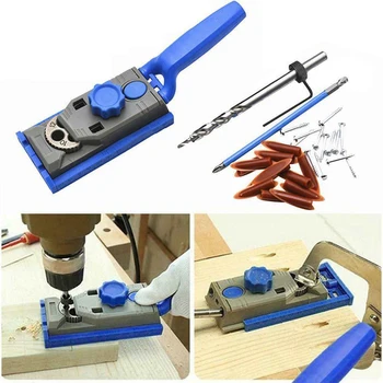 

New Wood Doweling Jig Kit & Pocket For Hole Puncher Carpentry Woodworking Hole Jig Drill Guide With Screws Wooden Tools