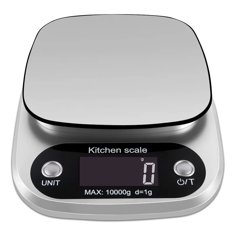 Практичные цифровые кухонные весы Многофункциональные кухонные весы 22 фунта 10 кг серебряные электронные весы из нержавеющей стали - Цвет: black