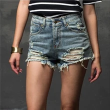 Plus Size Women Denim Shorts Summer 2017 New Fashion Womens Shorts Casual High Waist Women Jeans Hole Tassel Short Jeans Femme