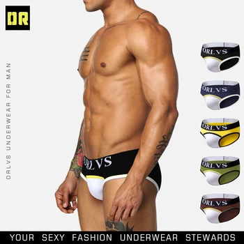 

ORLVS Brand Sexy Men Underwear Men Briefs Cotton Low Waist Breathable Mens Bikini Briefs Cueca Gay Underwear Comfortable Briefs