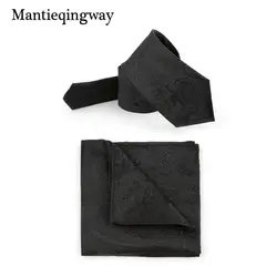 Mantieqingway для мужчин галстуки из полиэстера галстук Цветочные носовые платки Hanky Набор Костюмов Gravatas corbatas бизнес полотенце для сундуков