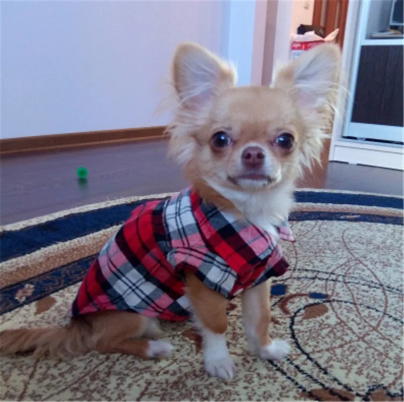 Pet Puppy Dog Clothes Summer Plaid Dog Shirt Coats Jackets Cat Grid Costumes for Small Medium Dogs Yorkies Chihuahua Clothes10