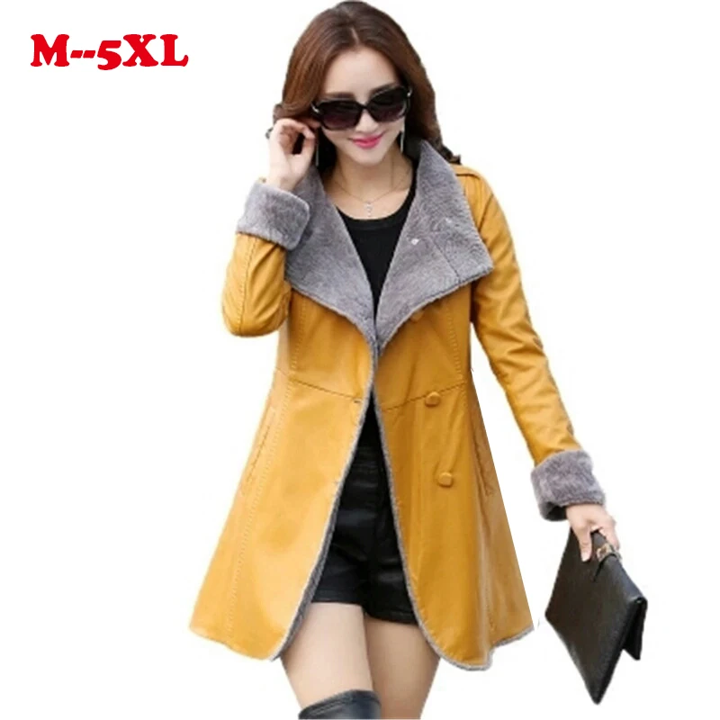 

New Winter Women PU leather Jacket long sleeved Faux PU Jacket Fashion Women Outerwear Tops Warm Jacket high quality 100%