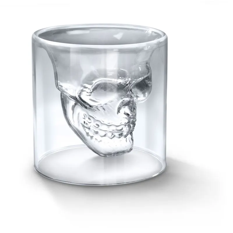 Skull Shot Glass Crystal Glasses Double Layer Transparent Pirate Shotglasses Drink Cocktail Creative Beer Cup champagne | Дом и сад
