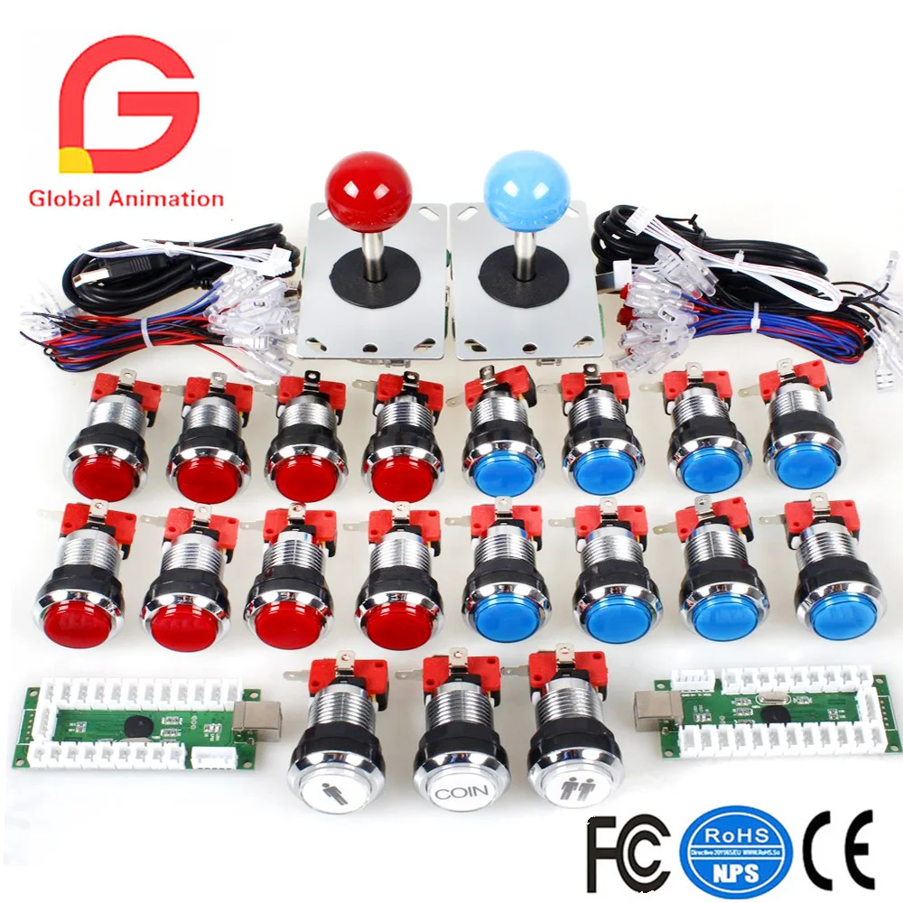  Classic Arcade Contest DIY Retropie Cabinet Kits USB Encoder to Joystick PC Games + Chrome Plating  - 32841785262