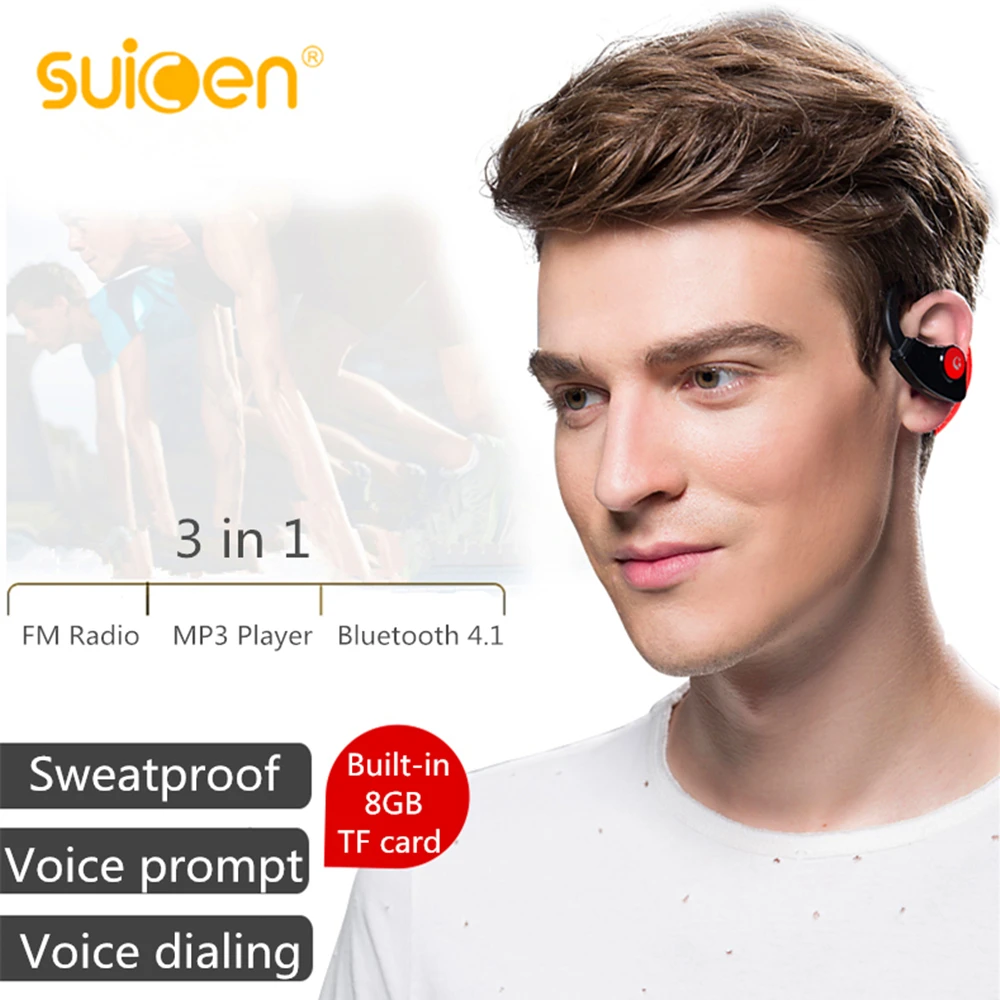Спортивные Bluetooth наушники Suicen L5 MP3 плеер FM Радио Беспроводной с голосовым