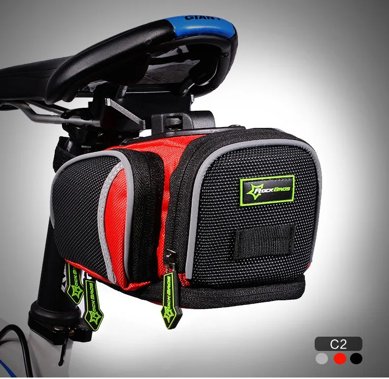 Top ROCKBROS Bicycle Bike Rear Bag Rainproof Nylon Bike Saddle Tube Bag Outdoor Cycling Mountain Bike Back Seat Tail Pouch Package 10