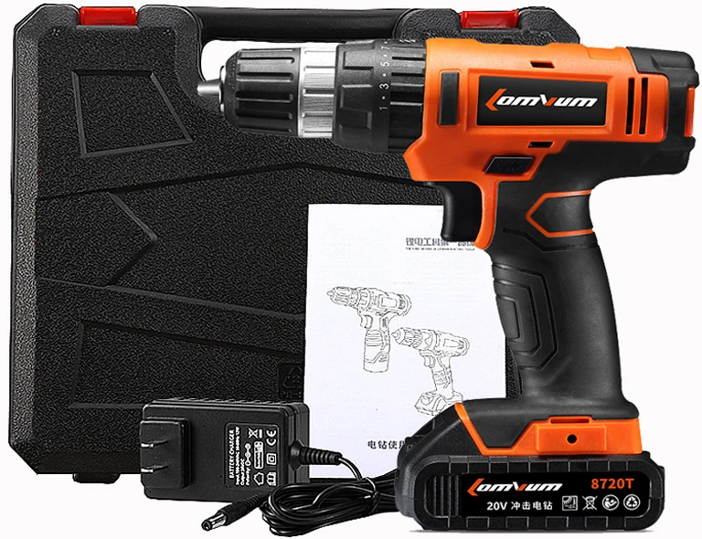 21Voltage Manual Electric Screwdriver Home Cordless charging Drill bits Lithium Battery hand Electric drill Can stand tools (4)