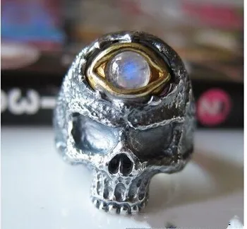 

925 Sterling Silver retro weird skull moonstone ring men ring finger