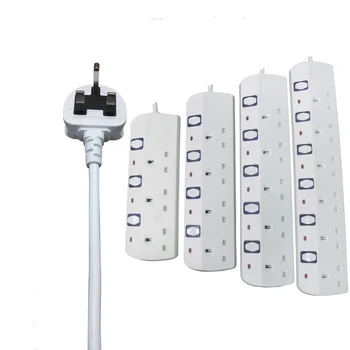 

Copper 13A 220V Power Strip Sockets UK Plug Overload Switch Surge Protector 3 4 5 6 Outlet Extension Lead Adapter 1.8M Cable