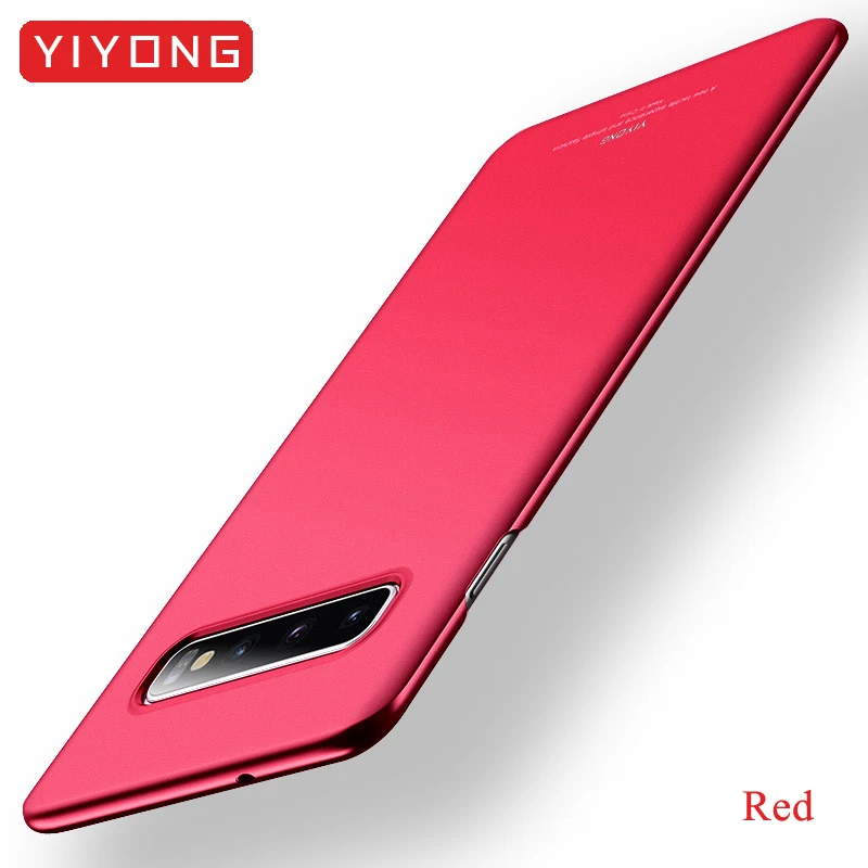 S10 Plus чехол YIYONG матовый чехол для samsung Galaxy S10 Plus S9 чехол S10 Lite Жесткий PC чехол для samsung S10 E S9 Plus чехол для телефона - Цвет: Simple red