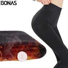 BONAS 3 adet kış kadife artı boyutu tayt kadın Legins külotlu kadın seksi sıkı Supre sıcak külotlu çorap yüksek elastik kızlar külot