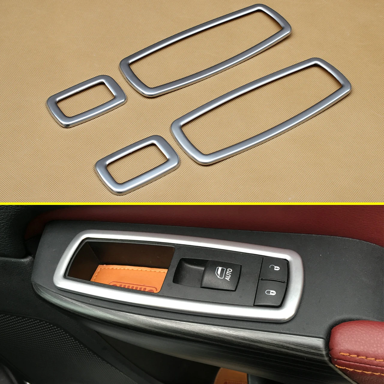 

Car Door Window Switch Panel Matte Frame For Jeep Cherokee KL WK2 Dodge Journey Chrysler 300 Pearl Chrome Trims Accessories