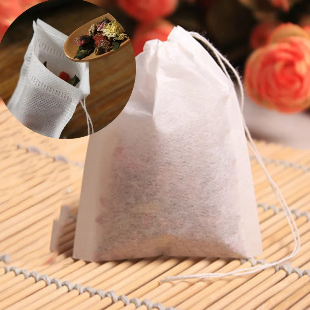 

100pcs/lot Teabags Empty Scented Tea Bags With String Heal Seal Filter Paper For Herb Loose Tea Blosas De Te 9x10cm