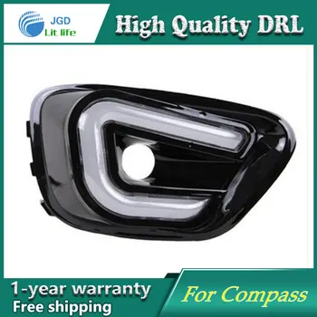

Free shipping !12V 6000k LED DRL Daytime running light case for Jeep Compass fog lamp frame Fog light Car styling