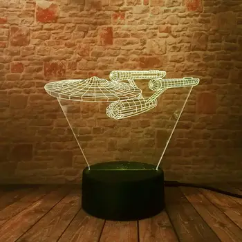 

3D Nightlight Visual Illusion LED Colourful Touch Flash Light Dirigible Desk Lamp Star Wars Spaceship Model Toy for Kids