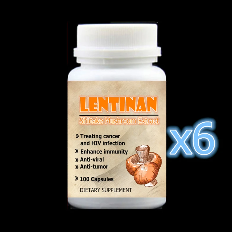 6 bottle 600pcs,Shiitake Mushroom Extract with Lentinan For Anti Cancer and HIV Infection Enhance immunity Anti-viral Anti-tumor modulation of hiv co receptor expression on cells by anti virals