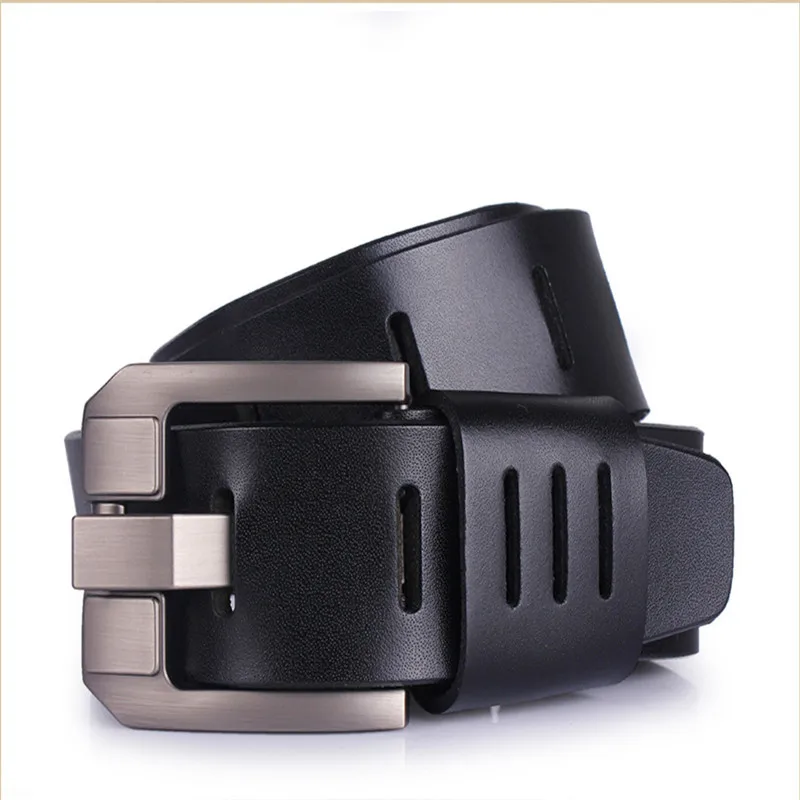 

SOEI Pure Metal Pin Buckle With Top PU Leather Men Belt Mens Designer Black Belts Luxury Brand Fashion Style Men's Waistband