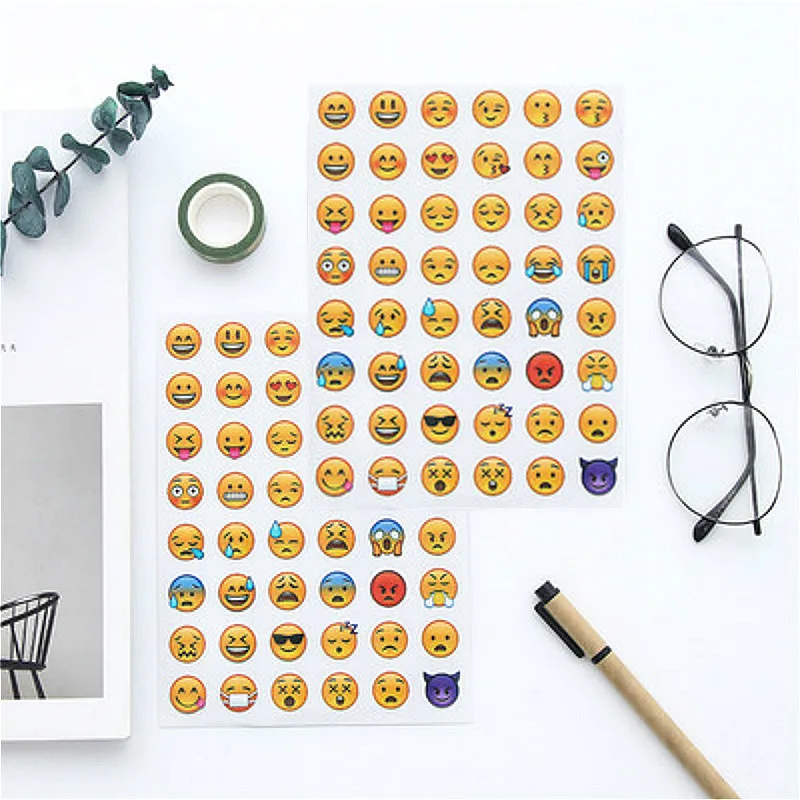 

1 Sheet Sticker Yellow Star Emoji Smile Face Toy Stickers for Notebook Albums Message DIY Stickers Viny Instagram Classical