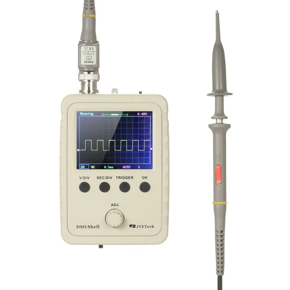 

JYE Tech DSO Shell(DSO150) Digital Oscilloscope 2.4" TFT Handheld Pocket-size logic analyzer +Housing Clip Probe 1MSa/s 0-200KHz