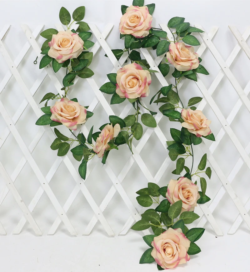 JAROWN Artificial 2m Multi Flower High Quality Rose Vine Fake Flower European Rose Home Wall Hanging Rattan Wedding Decor Flores (45)