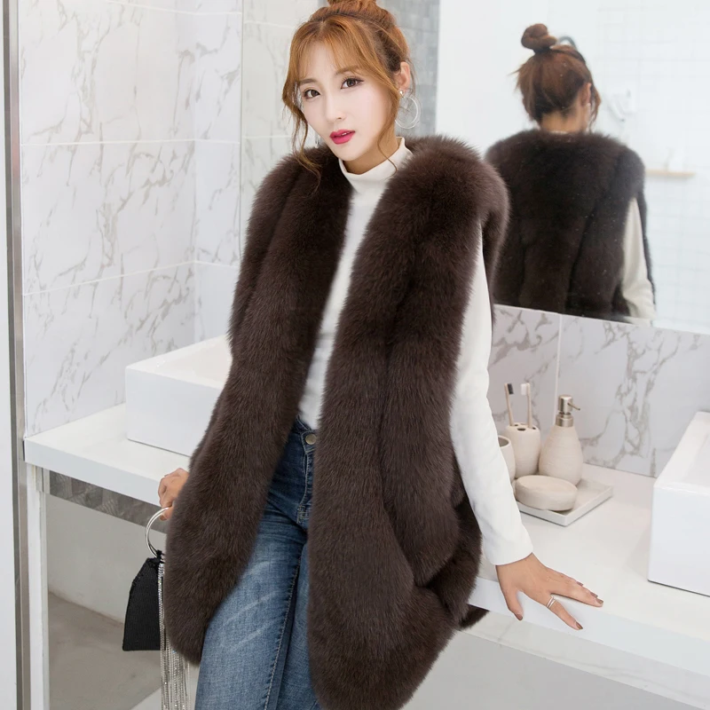 

ZADORIN NEW Designer Winter Faux Fur Vest Women Faux Fur Gilet pelliccia Plus Size Furry Fur Coat manteau fourrure femme bontjas
