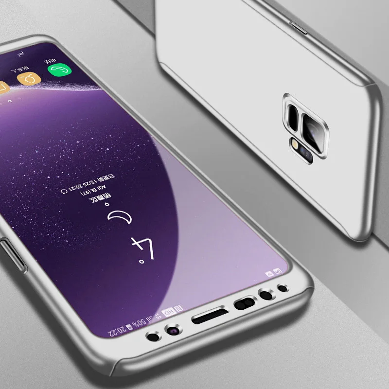 360 противоударный чехол для телефона samsung Galaxy S9 S8 S10 Plus Note 8 9 S10E чехол для samsung S7 Edge S8 3D защитный чехол для экрана s - Цвет: Silver