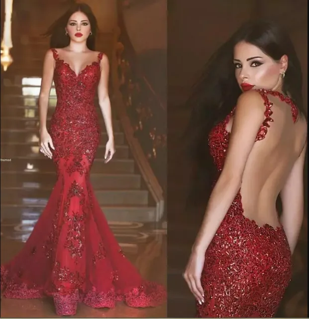 

Arabic Backless Mermaid Evening Dress kadisua 2017 Charming Long Sequins Sweetheart Lace Applique Cheap Evening party dresses
