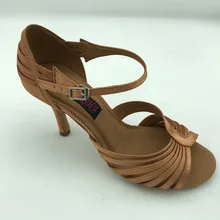 Модные удобные женские туфли для латинских танцев; бальные туфли для сальсы; туфли для латиноамериканских танцев; темно-коричневый атлас; 6230DT