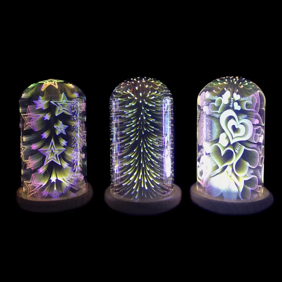 1pc 3D USB Glass Starburst Colorful LED Table Lamp Accent Bedside Night Light Decor 2019 Newest