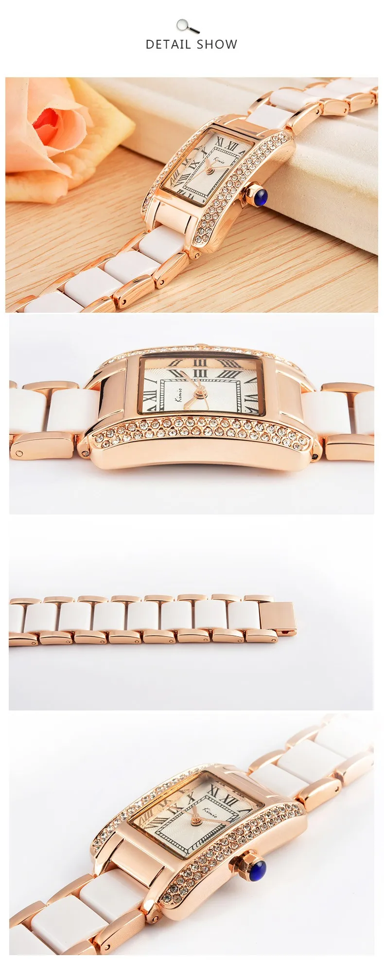 Kimio, роскошные брендовые кварцевые женские часы, бриллиантовые часы, браслет, женское платье, розовое золото, наручные часы с подарочной коробкой для женщин