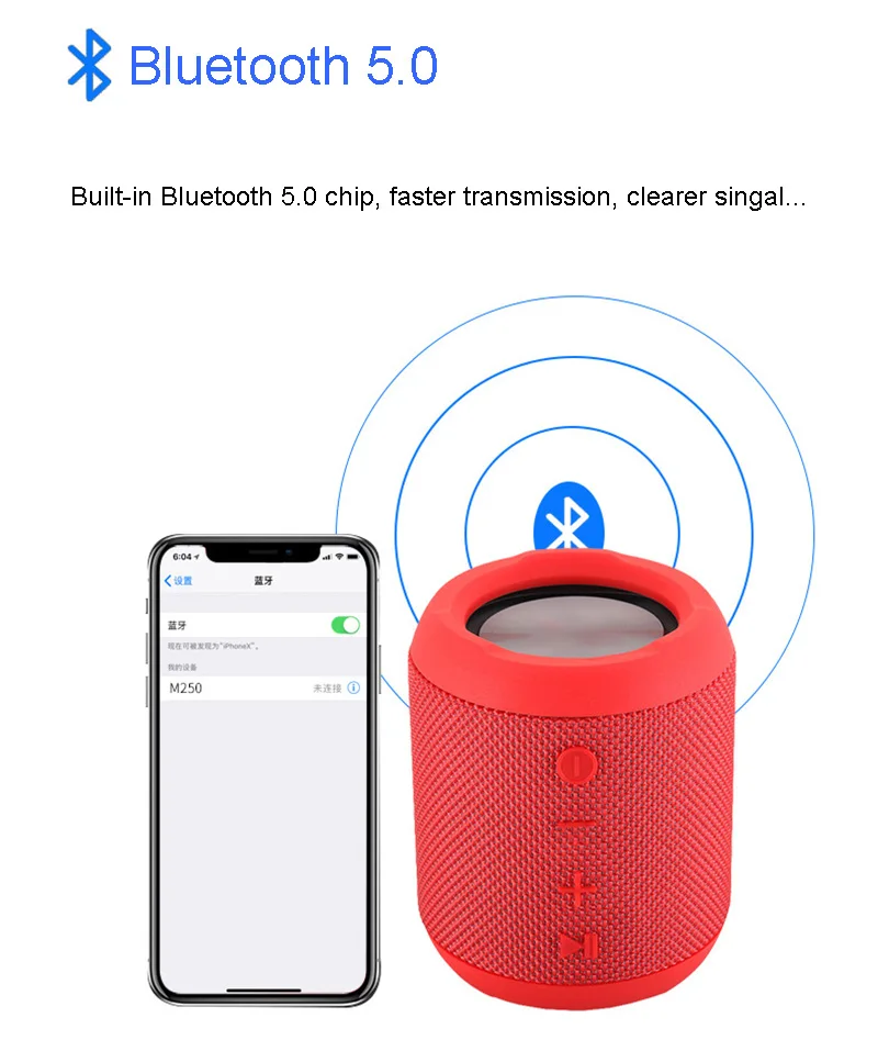 Открытый беспроводной Bluetooth 5,0 стерео портативный динамик Встроенный микрофон ударопрочность IPX6 Водонепроницаемый динамик с басами