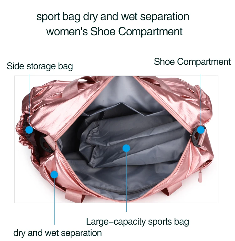 Женские спортивные сумки, большая сухая и влажная разделительная обувь, отсек, женские дорожные сумки, розовый вещевой мешок, спортивные