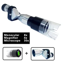 Mini Pocket 8X20 Zilver Monoculaire Telescoop Mini Monoculaire Met Vergrootglas Kap Mini Microscoop Telescoop + Vergrootglas = Microscoop