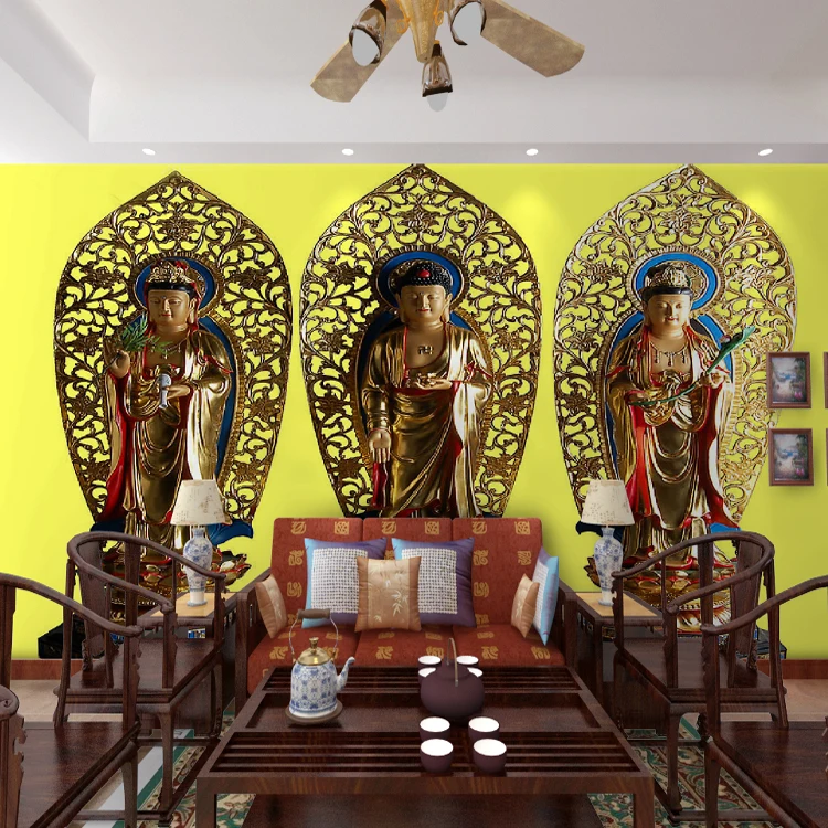 

Custom 3d mural wallpaper 3D visual Buddha wallpaper living room sofa TV background wall mural wallpaper