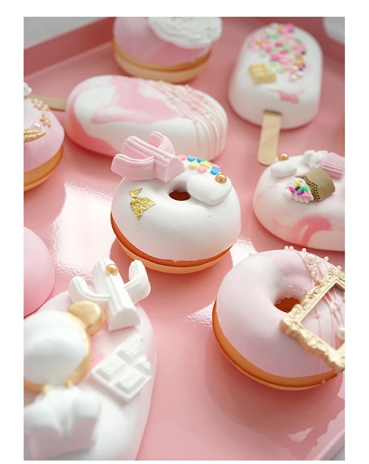 Artificial ice cream cake simulation donut toy window decoration fake snack ice cream ins wind donut Exquisite Gift for Girl