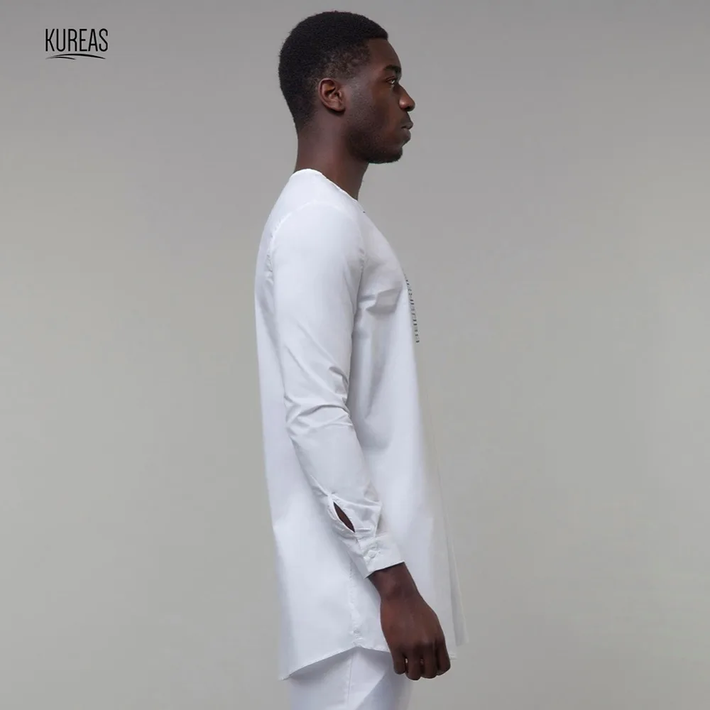 Kureas Мужская рубашка Дашики Топ Блузка Топы с длинными рукавами Африканский Принт футболки модные повседневные Африка белая футболка