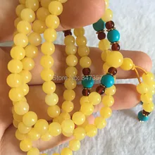 Красивый буддизм 8 мм* 108 молитвенные бусины эластичная нить Желтый цвет смолы материалы четки для молитвы и медитации