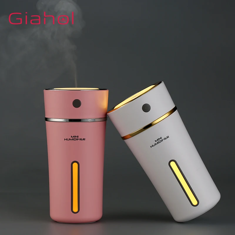 

GIAHOL 300ml Rechargeable USB Mini Air Humidifier Cute Cup Style Cool Mist Ultrasonic Aroma Diffuser with LED Night Light Pink