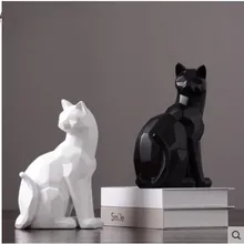 Креативные изделия из смолы черного и белого цвета для кошек, искусство в европейском и американском стиле, украшения для дома и офиса, подарки на день рождения