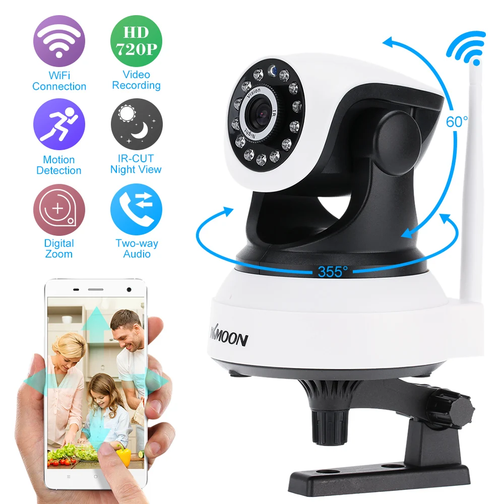 Беспроводная HD ip камера KKmoon 720P инфракрасная ночного видения P2P Onvif записывающая
