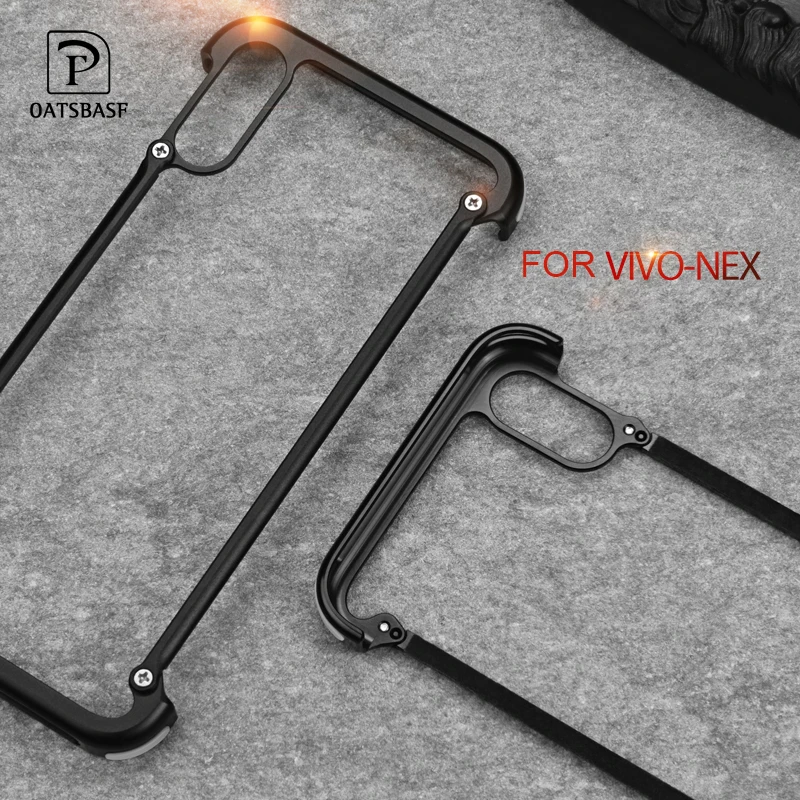 

OATSBASF Luxury Metal Frame Shape with Airbag Case For VIVO NEX Case Personality Metal Bumper Ultra-thin Cover Case Personality